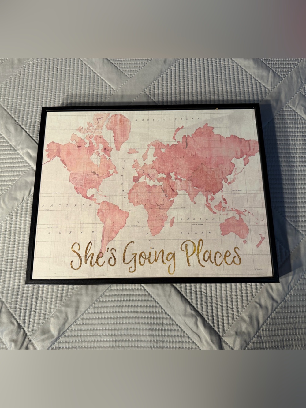 She’s Going Places Unbranded Pink World Map Wall Art